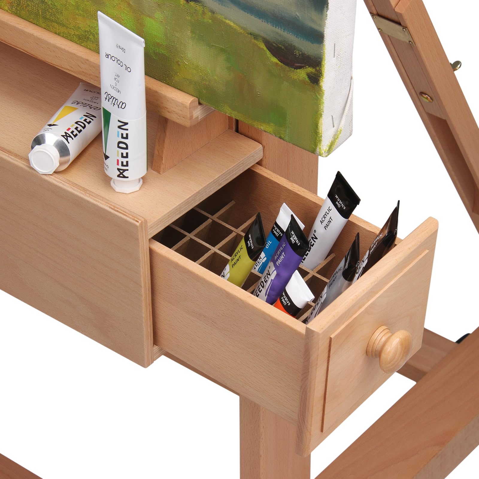 MEEDEN Art Painting Easel: Professional Crank Easel - Heavy Duty Beech Wood Studio H Frame Stand - Height Adjustable 71" to 98"