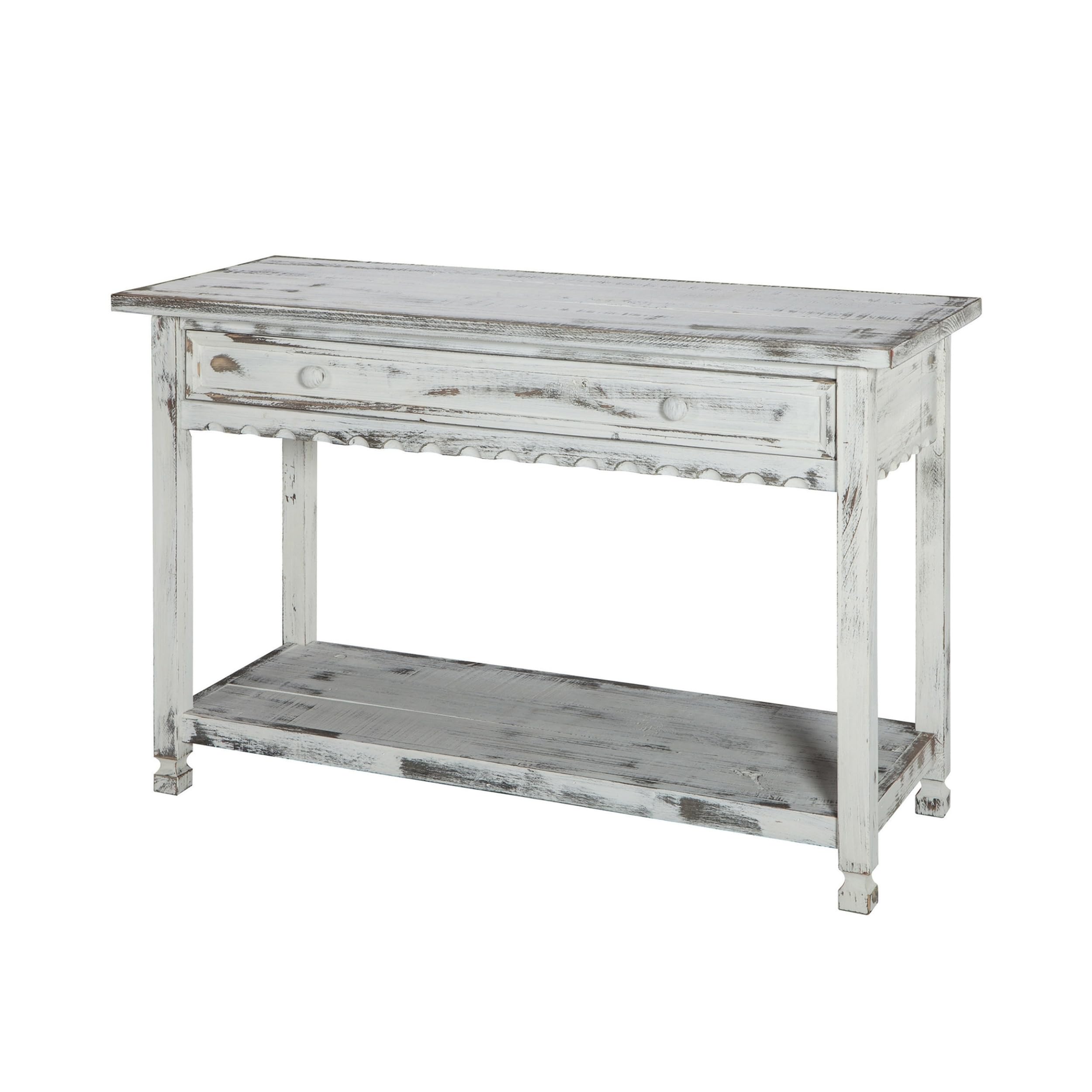 Alaterre Furniture Rustic Country Cottage Console Table with 1 Drawer & 1 Shelf, Distressed Finish - Perfect for Living Room, Entryway, Hallway