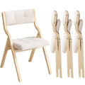 choairy Folding Dining Chairs Set of 4,Padded Foldable Dining Chairs with Cushion,Portable Wooden Folding Chairs for Dining Rooms Kitchen Wedding and Party Indoor Beige