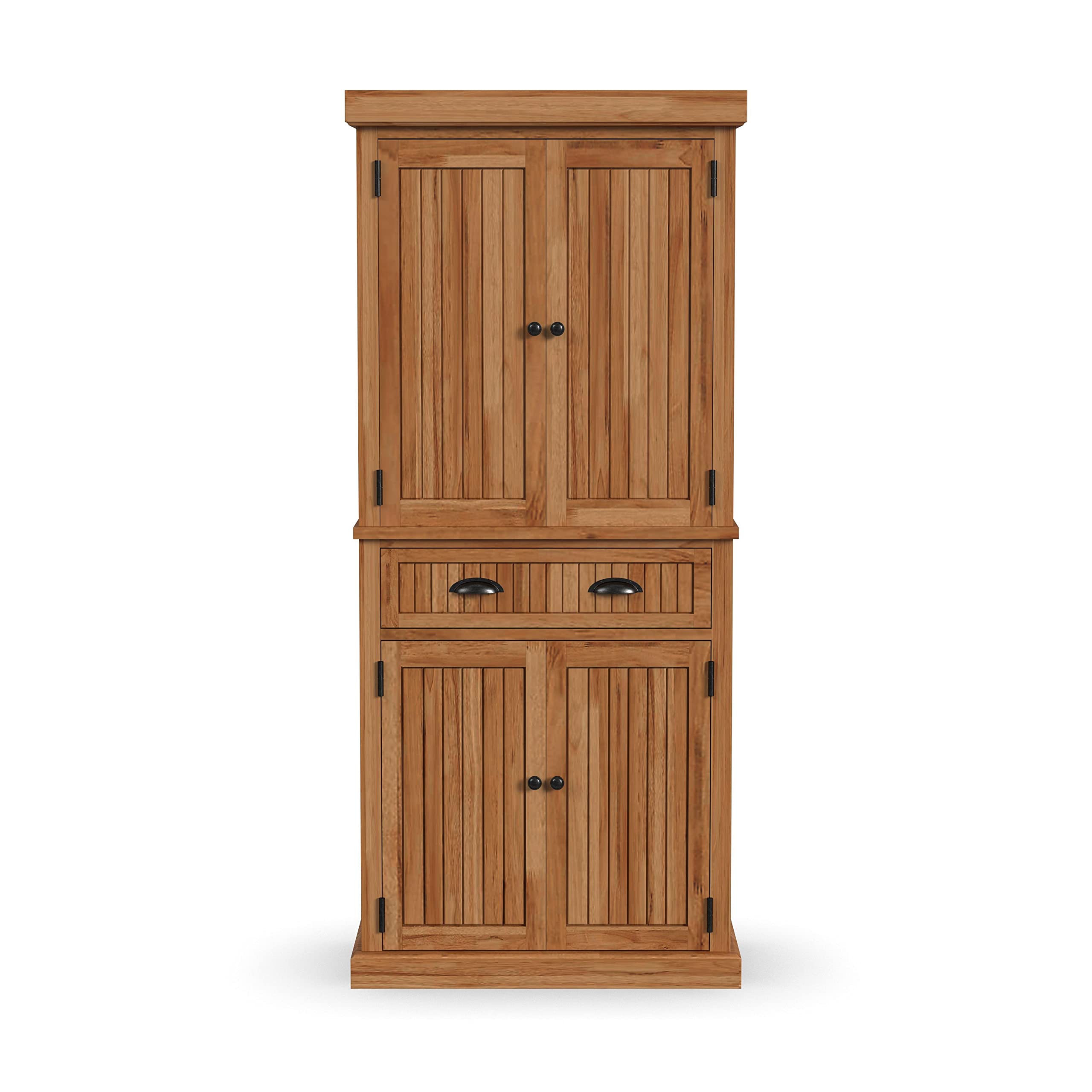 Homestyles Nantucket Natural Wood Pantry with Four Doors
