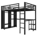Bellemave Full Size Loft Bed with Desk, Wardrobe, Metal Full Loft Bed Frame for Adults, Kids, Teens, Black