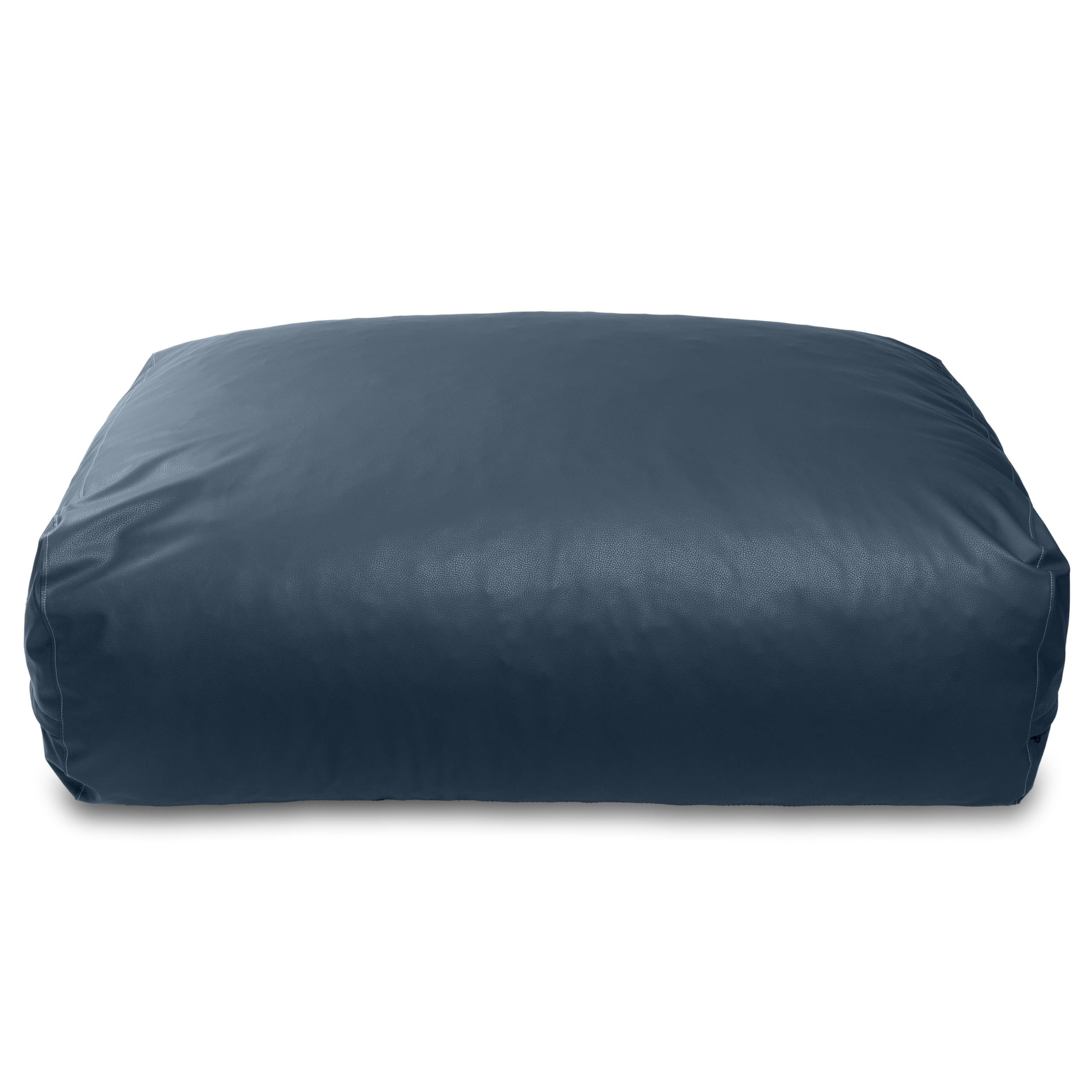 Atrium Collection Lino Ottoman - Oversized Large Couch Ottoman & Foam-Filled Lounger - Faux Leather - Oxford Blue