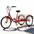 Adult Tricycle 7 Speed, 24 Inch 3 Wheel Trike Load 550lb,with Rear Basket,for Women，Seniors Picnic Exercise Shopping (RED)