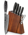 XINZUO Kitchen Knife Block Set,7-Piece Damascus Cooking Knife Set with Kitchen Shears for Professional Chefs and Home Cooking,Pakkawood Handle, Gift Box
