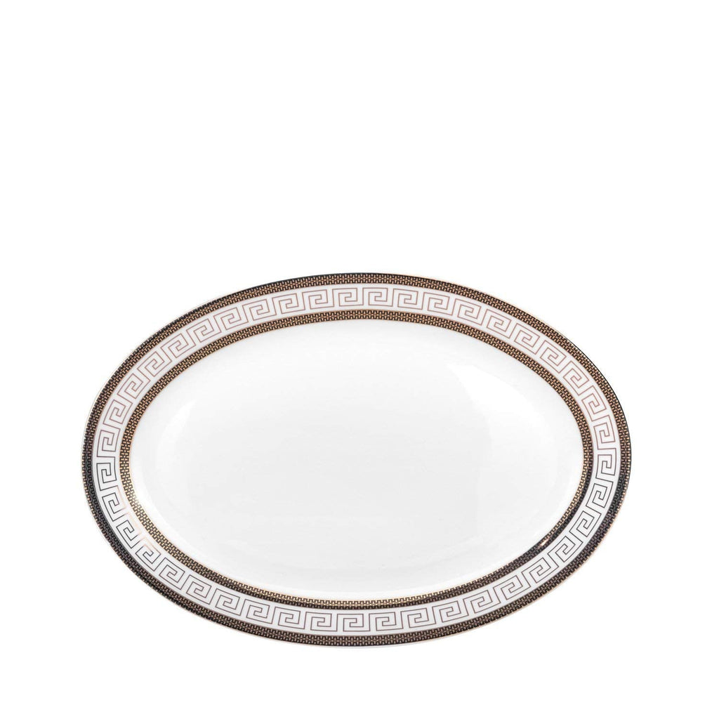 Euro Porcelain 57-pc Banquet Dinnerware Set, Luxury Tableware Dining Service for 8 (Greek Key Dark)