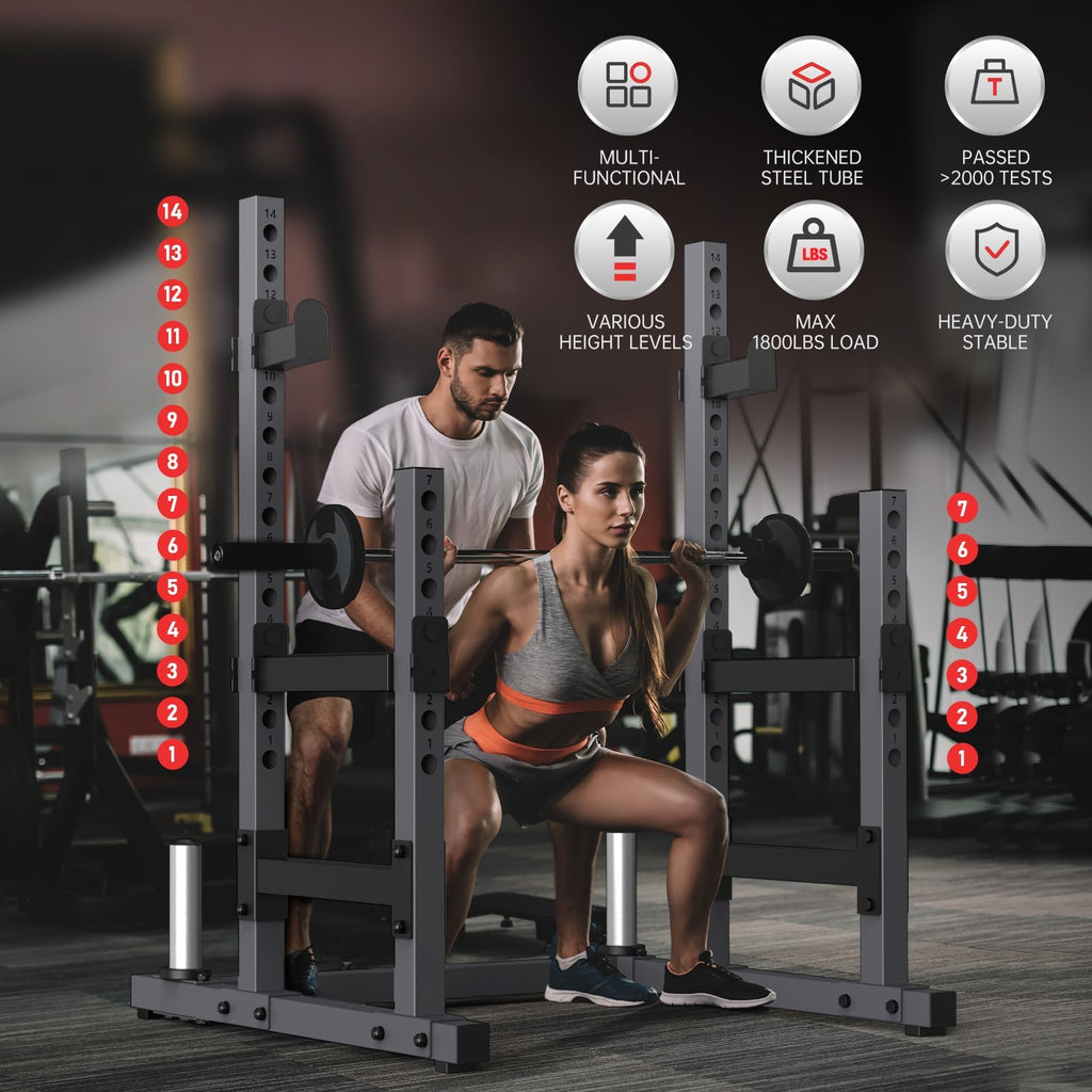 PASYOU Adjustable Squat Power Rack, Multifunction Squat Rack Heavy-Duty Stand, Weight Rack Stand, Push Up Strength Training Dumbbell Rack for Home Gym Equipment, Weight Benches, Max Load 1800 LBS