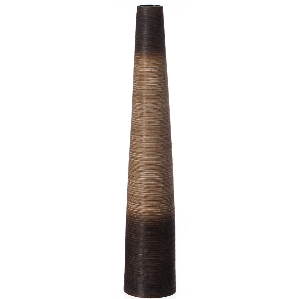 47-Inch Tall Handcrafted Brown Ceramic Floor Vase - Waterproof Cylinder-Shaped Freestanding Vase, Ideal for Tall Floral Arrangements and as a Standalone Piece