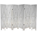 Premium Home 6-Panel Room Divider – Rustic White Barn Door, X Pattern Folding Privacy Screen, Partition Wall