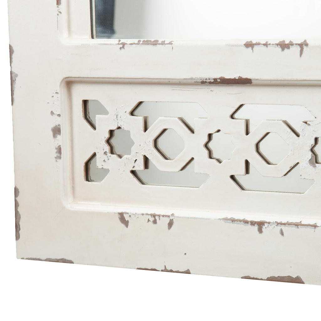 SEI Furniture - Gilmore Shabby Chic Wall Mount Jewelry Mirror - Transitional Design, White Iron and Wood - Fully Assembled - Ideal for Bedroom, Living Room (JS5532)