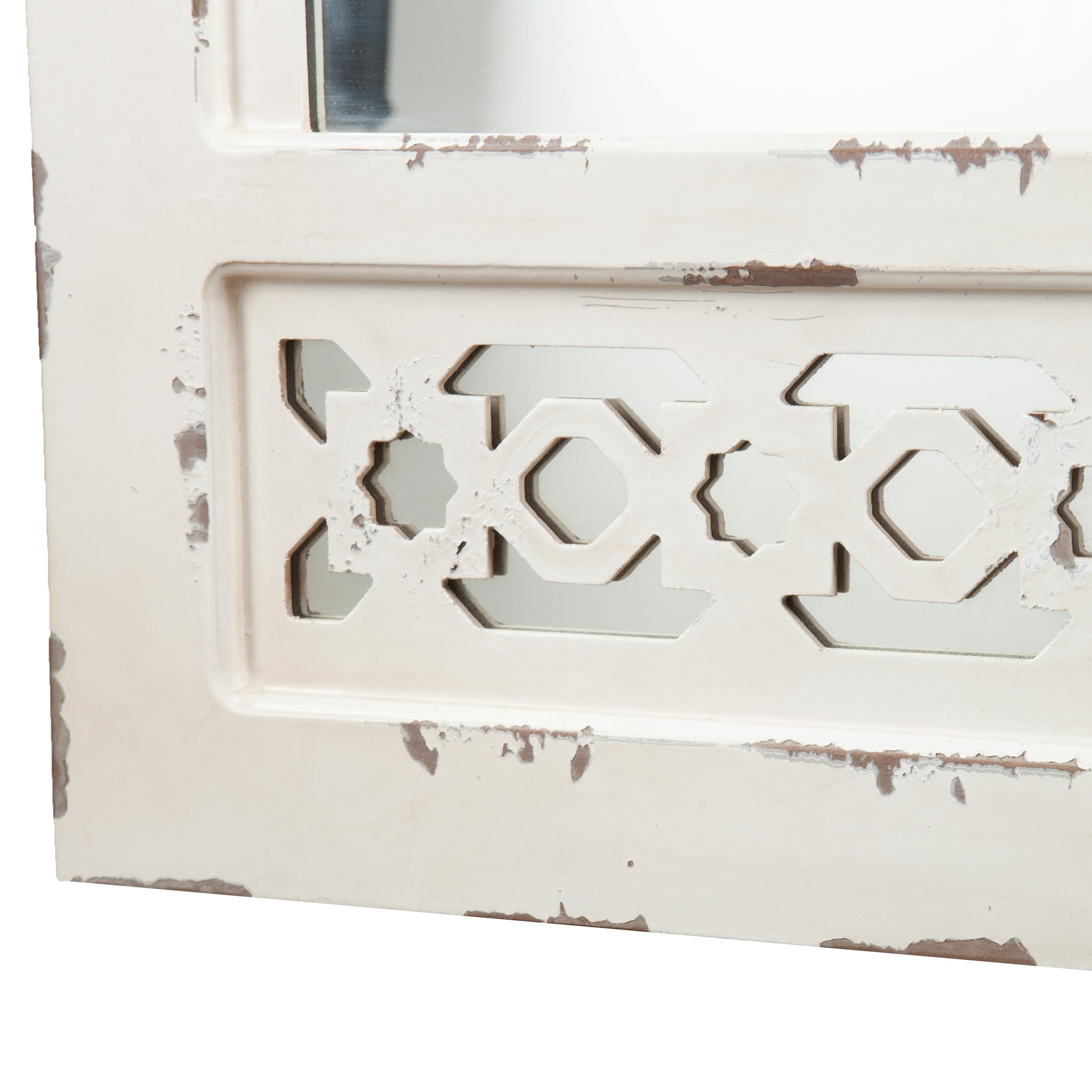 SEI Furniture - Gilmore Shabby Chic Wall Mount Jewelry Mirror - Transitional Design, White Iron and Wood - Fully Assembled - Ideal for Bedroom, Living Room (JS5532)