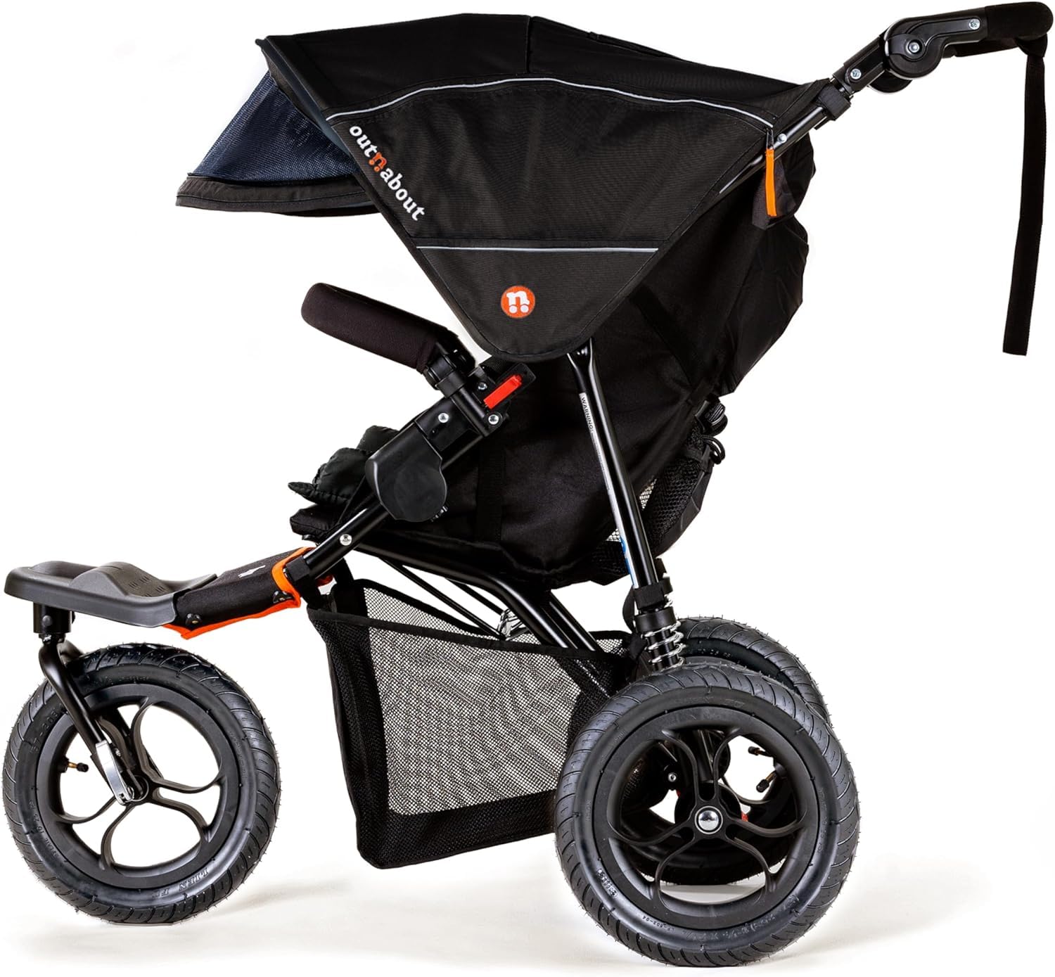 Out’n’About Nipper V5 Stroller & Rain Cover | Lightweight All-Terrain 3-Wheel Stroller, 12” Air-Filled Tyres, Swivel-Lock Front Wheel, One-Piece Fold, Newborn to Toddler 4 Years | Summit Black