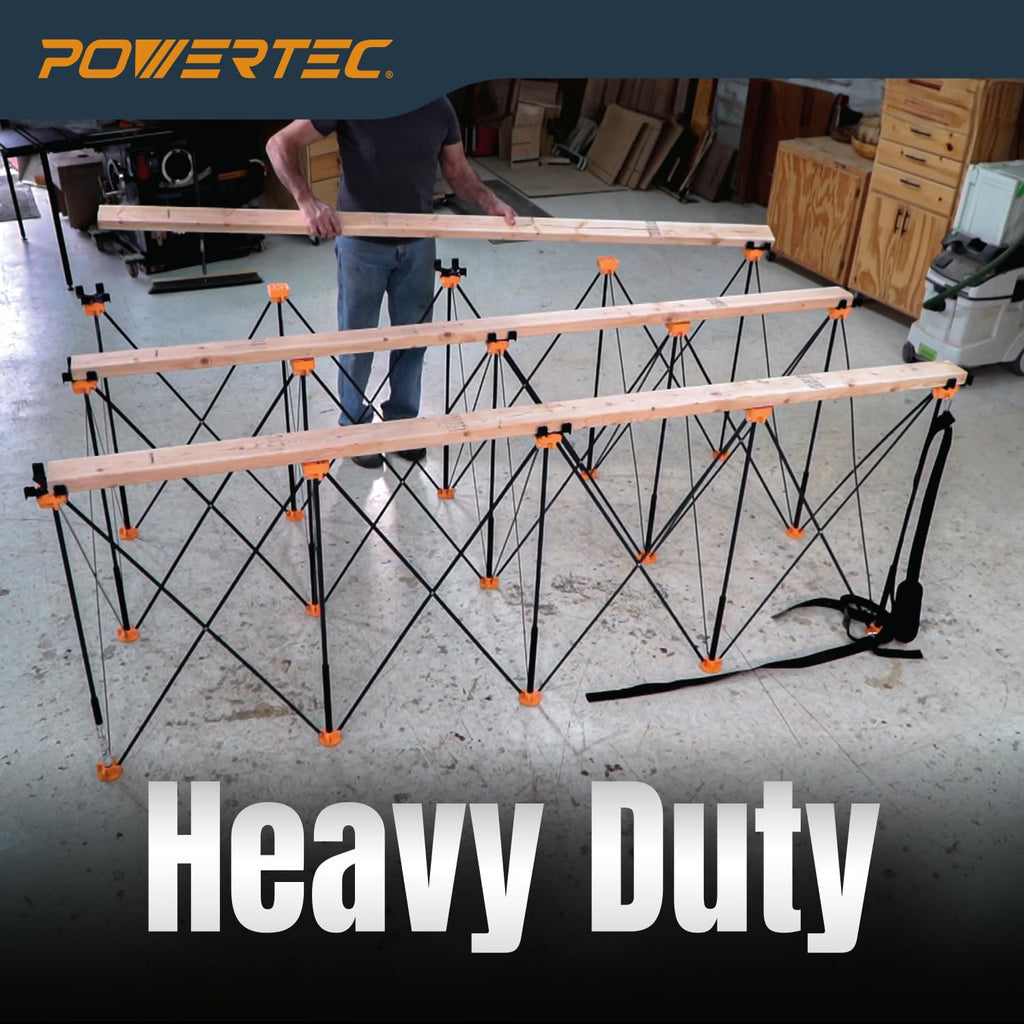 POWERTEC 72310 Arachni-Flex Portable Workbench - 24" x 48" PVC Waterproof Foldable Tabletop w/Quick-Insert Locks & 2x4ft Collapsible Workstand 2500 lbs Capacity 36 Inch Work Height