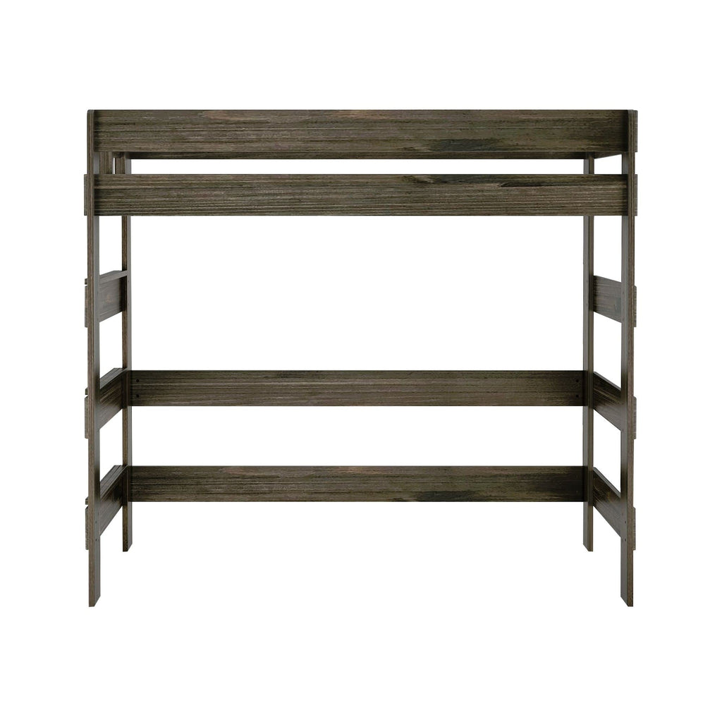 Max & Lily Modern Farmhouse High Loft Bed, Twin Bed Frame For Kids, Barnwood Brown