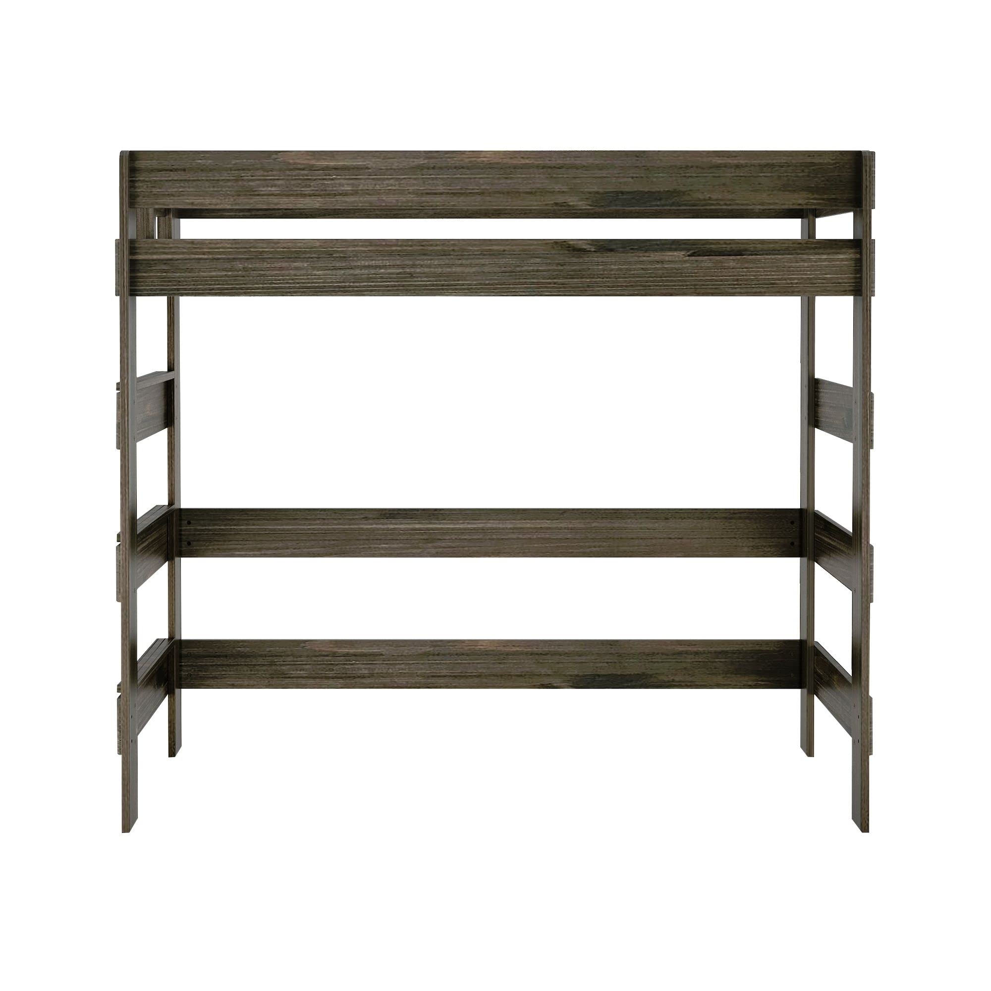 Max & Lily Modern Farmhouse High Loft Bed, Twin Bed Frame For Kids, Barnwood Brown