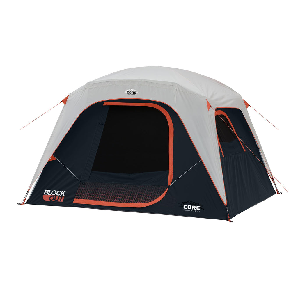 CORE Blackout 6 Person Dome Tent | Portable Car Camping Outdoor Family Dark Room Tent | Included Wall Organizer for Camping Accessories