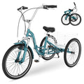 NAIZEA Folding Adult Tricycle - 7 Speed 20/24/26 Inch Folding Tricycle for Adult, 3 Wheel Bike, Foldable Trike with Large Basket/Low-Step Through for Men Women Senior