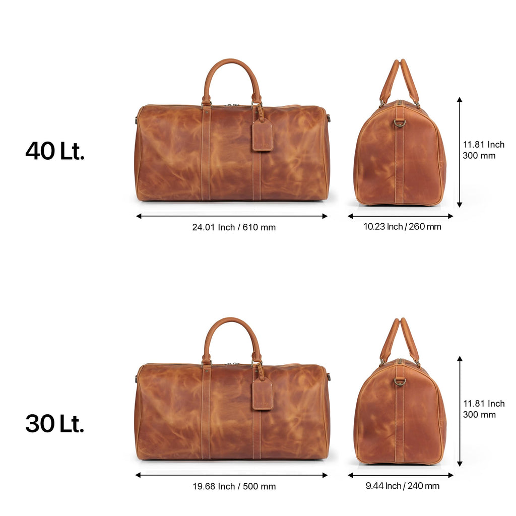 Londo Genuine Top Grain Leather Duffle Bag - Vintage Retro Travel Bag Overnight Weekender Bag Carry on Luggage Bag with Adjustable Shoulder Strap & Interior Pocket - Stylish Gym Bag for Men & Women