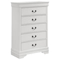 Coaster Home Furnishings - Louis Philippe - Wood - 5-Drawer Chest with Bail Handles, Molded Trim and Bracket Feet - Traditional - Bedroom - White - 202445