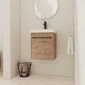 KEIKI 18'' Bathroom Vanity Cabinet with Sink, Wall Mounted Floating Bathroom Vanity with Soft-Close Cabinet Door, for Small Bathroom, Imitative Oak