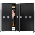 METALYEYE 3 Doors Metal Storage Lockers for Employees, Industrial Steel Locker with 9 Hooks for Gym,School,Garage,Office,Assembly Required,Black