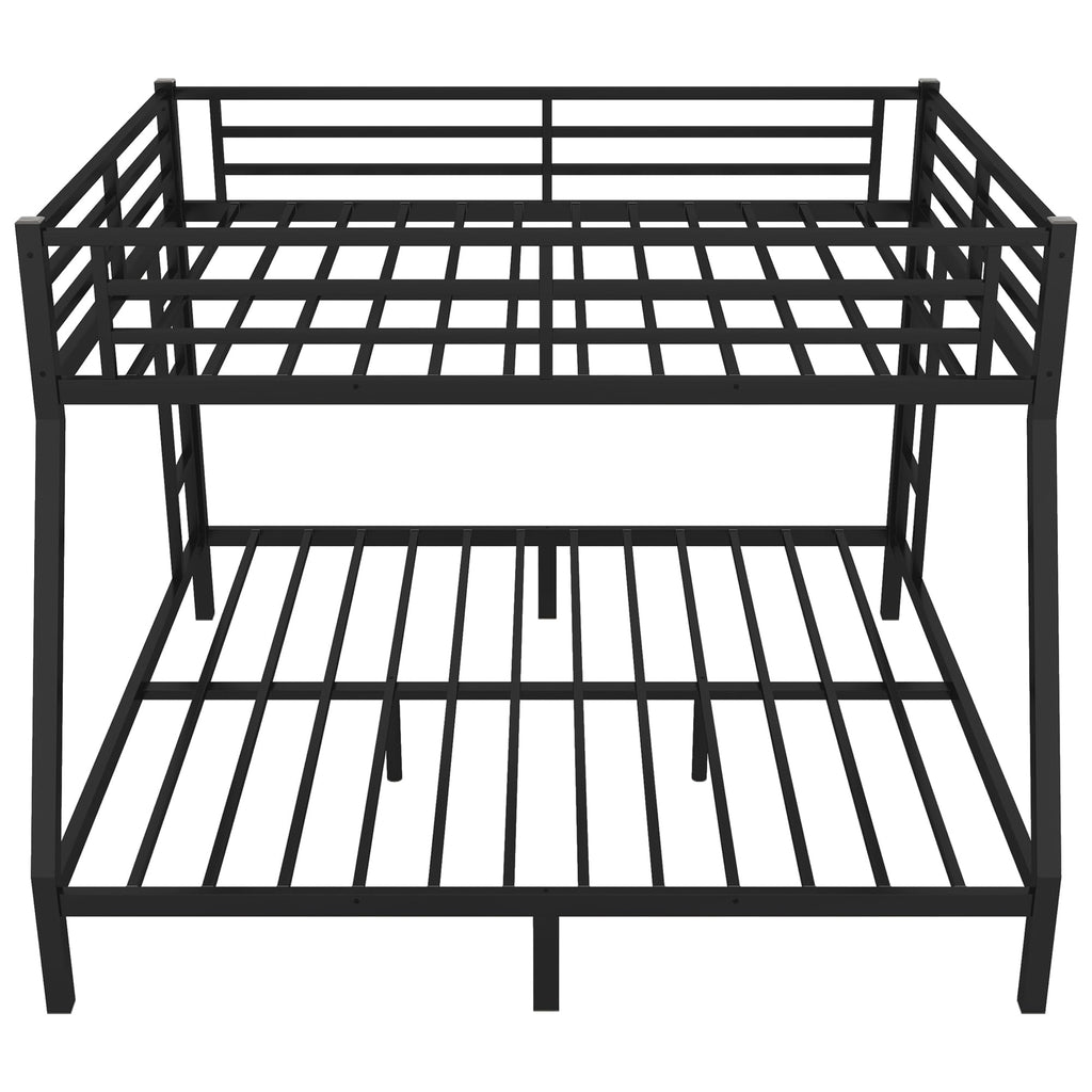 Bellemave Queen Over King Bunk Bed for Adults, Queen Over King Bunk Beds Frame with 2 Side Ladder and Full Length Guardrail, Easy Assemble Bunkbeds, Noise Reduced, Mattress Not Included, Black