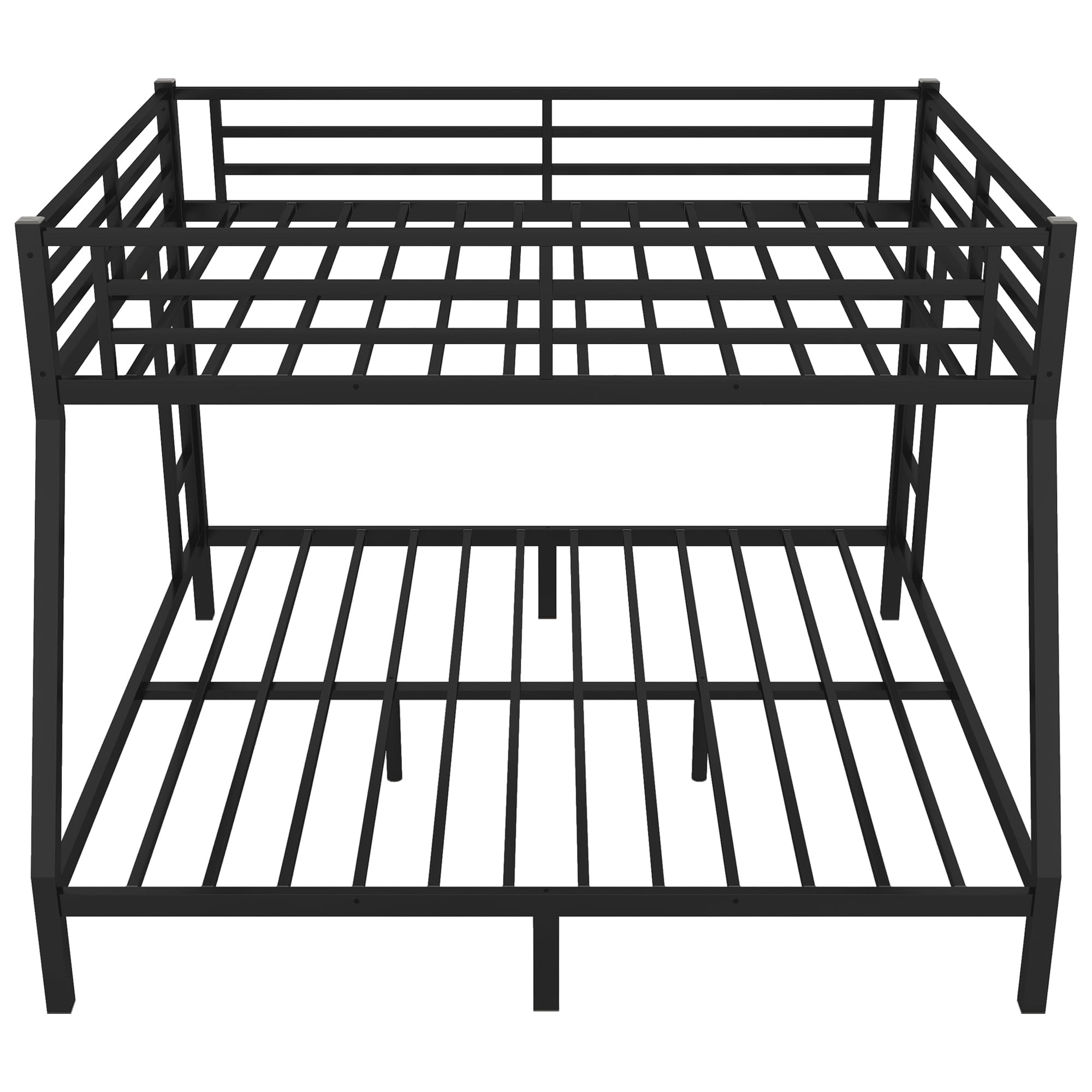 Bellemave Queen Over King Bunk Bed for Adults, Queen Over King Bunk Beds Frame with 2 Side Ladder and Full Length Guardrail, Easy Assemble Bunkbeds, Noise Reduced, Mattress Not Included, Black