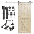 SMARTSTANDARD 36in x 96in Sliding Barn Door with 6.6ft Barn Door Hardware Kit Included, Unfinished Solid Spruce Wood Door, Assembly Required, DIY, Stainable, Natural