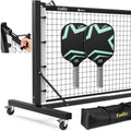 Fostoy Pro Aluminum Pickleball Net with Carbon Fiber Paddle, Dual-Side Tension Lock System, Locking Wheels, 22FT Tournament Regulation Size for Outdoor Court, Driveway & Gym, Easy Setup, Carry Bag