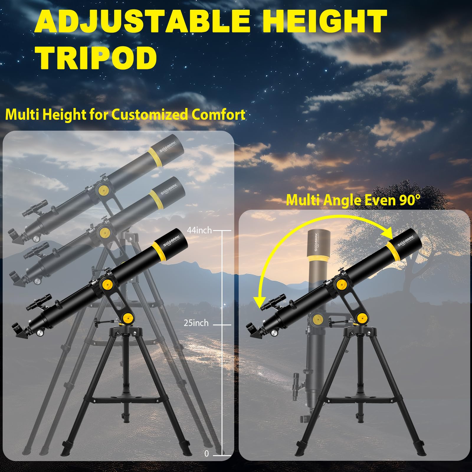Telescope, Telescopes for Adults Astronomy Professional, 90mm Aperture 1000mm High Powered Telescope for Beginners & Kids with Precision Adjustment Vertisteel AZ Mount Tripod Phone Adapter
