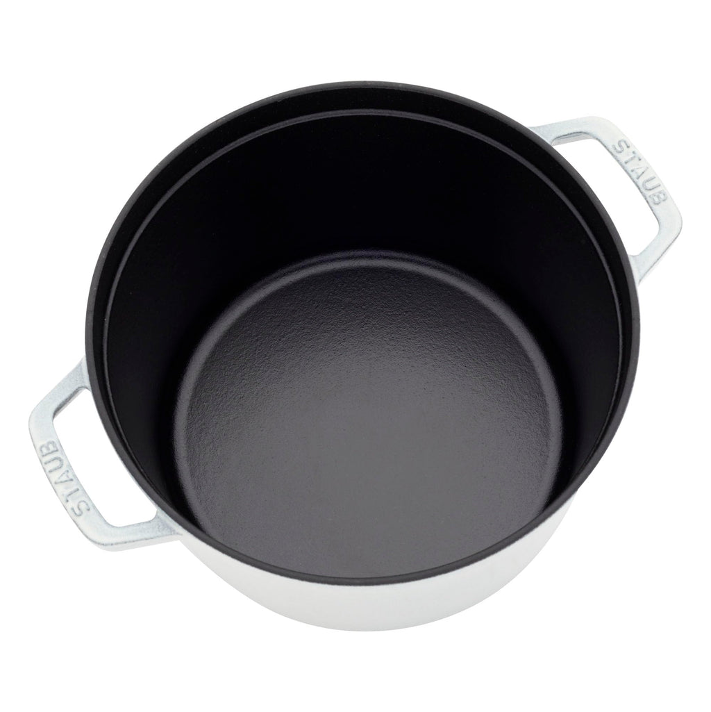 Staub Cast Iron 7-qt Round Cocotte - White Truffle