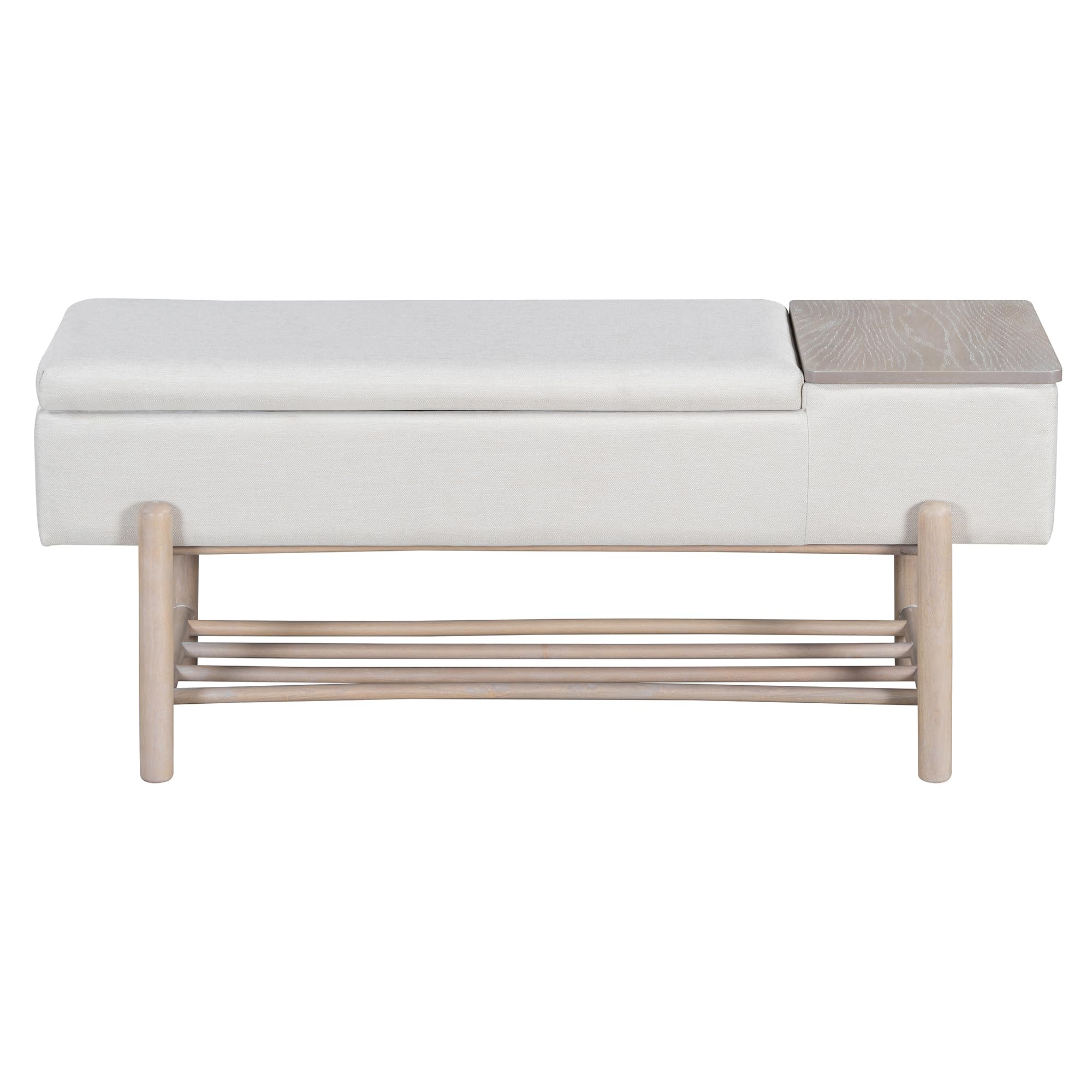 GDFStudio 47.2" Modern Upholstered Shoe Storage Bench with Hidden Compartment and Shoe Rack, Wood Entryway Shoe Organizer Cabinet with Cushion for Bedroom Living Room Hallway, Natural