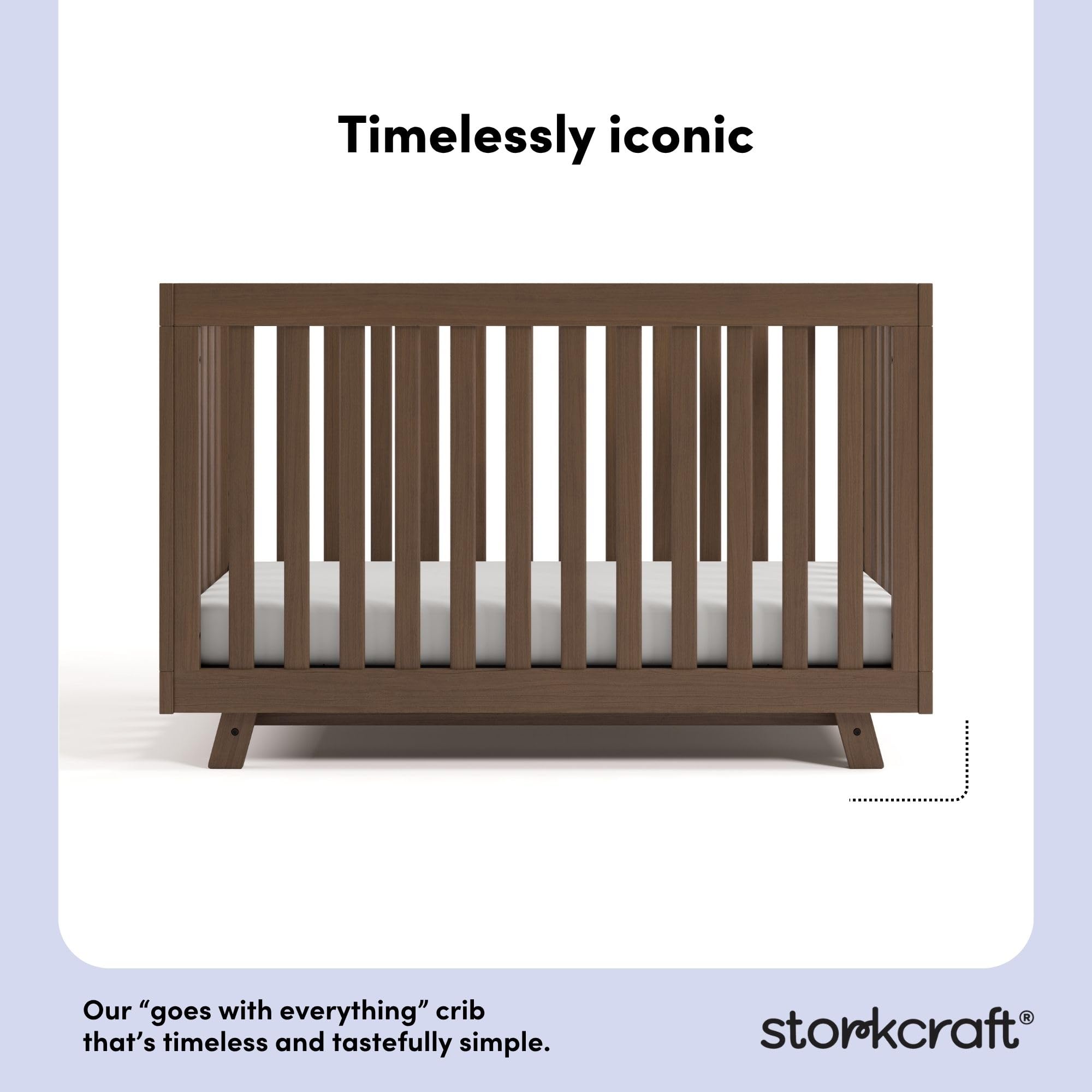 Storkcraft Beckett 3-in-1 Convertible Crib – GREENGUARD Gold Certified, Fits Standard Crib Mattress, Converts to Toddler Bed and Daybed, 4 Mattress Heights, Grow-with-Me Design (Hazelnut)