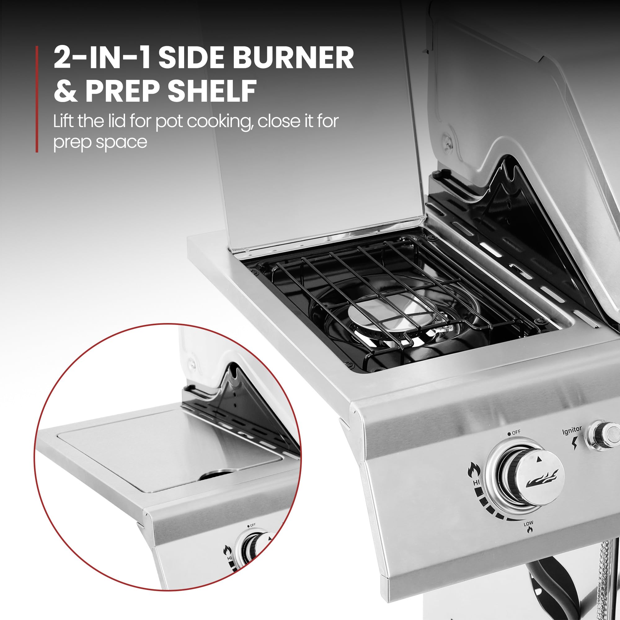 Royal Gourmet GA6402S 6-Burner Propane Gas Grill with Side Burner and Warming Rack, 74,000 BTUs, Cabinet Style Outdoor BBQ Grill for Barbecue Grilling & Backyard Cooking, Silver