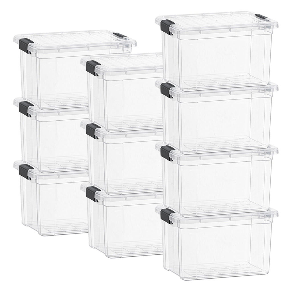 Superio Clear Storage Box with Lid, 49 Quart Plastic Container Bins for Organizing, Stackable Crates, BPA Free, Non Toxic, Odor Free, Organizers for Home, Office, School, and Dorm, 10 Pack