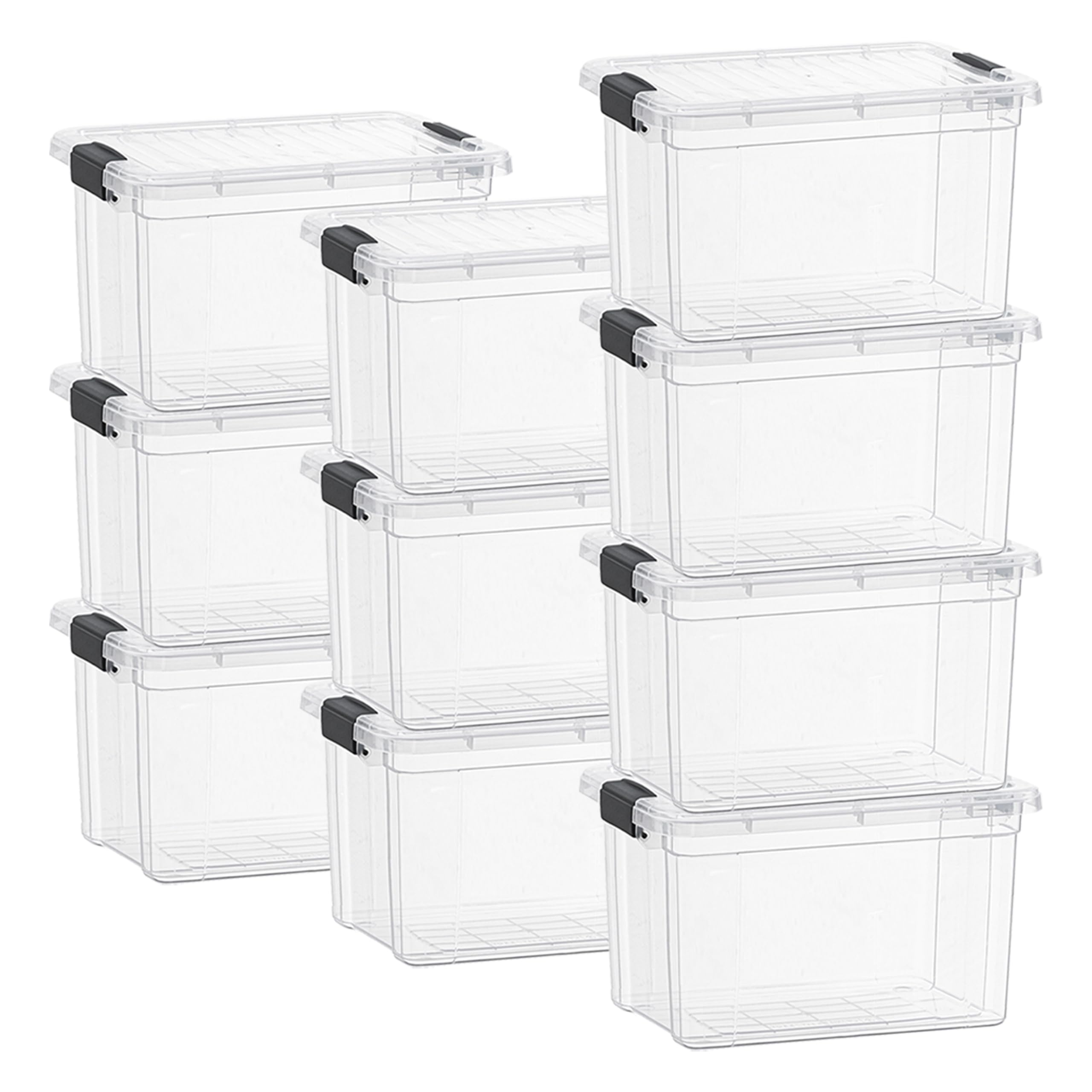 Superio Clear Storage Box with Lid, 49 Quart Plastic Container Bins for Organizing, Stackable Crates, BPA Free, Non Toxic, Odor Free, Organizers for Home, Office, School, and Dorm, 10 Pack