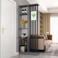 Wall Room Divider with Storage Shelves, Modern Freestanding Room Divider Screen, Open Room Wood Partition for Home & Office Decor (Grey + Black, 31.5" L x 9.5" W x 79.5" H)