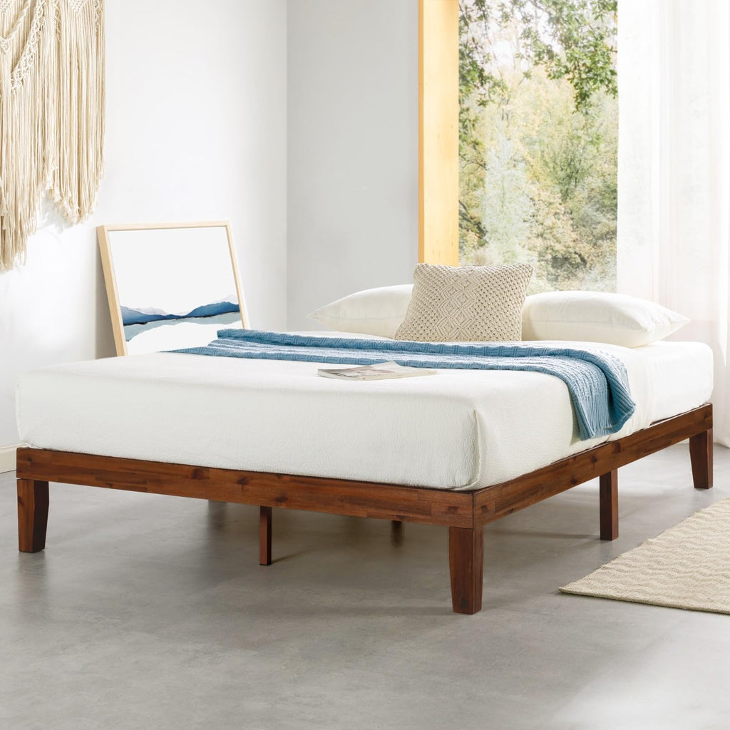 Mellow Naturalista Classic - 12 Inch Solid Wood Platform Bed with Wooden Slats, No Box Spring Needed, Easy Assembly, Queen, Espresso
