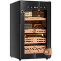Electric Cigar Humidor Cabinet up to 600 Cigars, Temperature & Humidity Control System-75L Cooling Fridge with Cedar Wood Shelves Digital LED Screen Fingerprint Safety Lock Home & Commercial Use