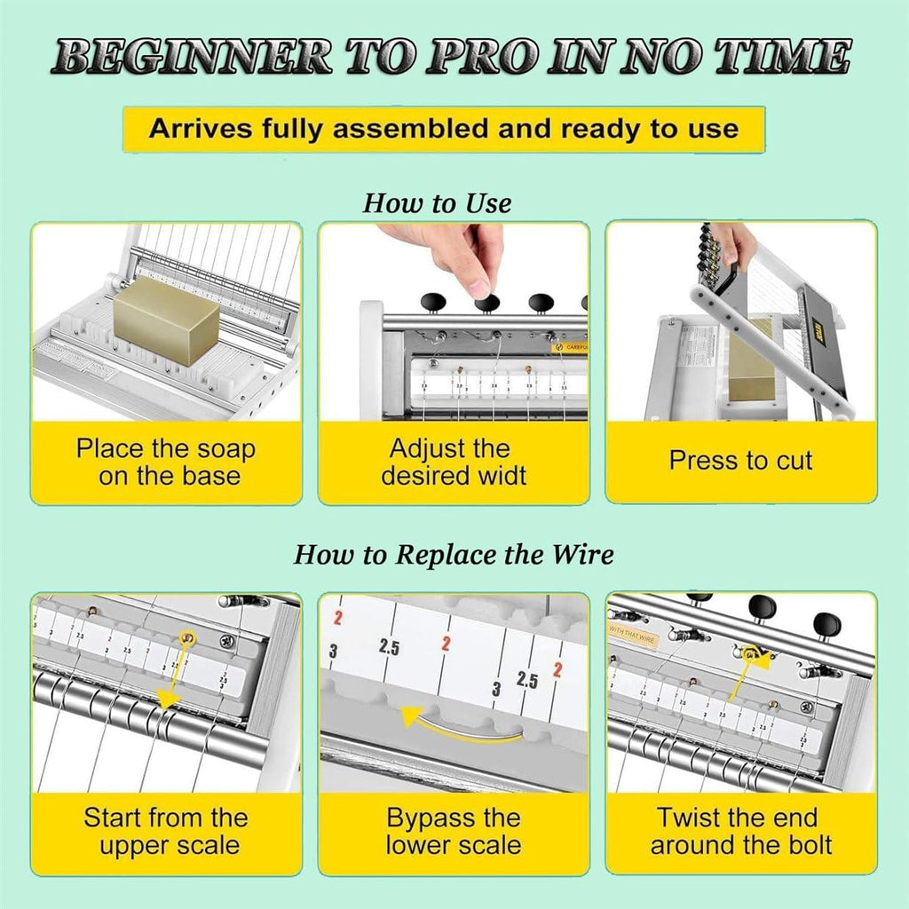 Soap Making Molds,Adjustable Multi-Wire Handmade Soap Cutter Machine – 2/2.5/3cm Thickness for Loaf Soap, Candles, Cheese, Butter & DIY Projects