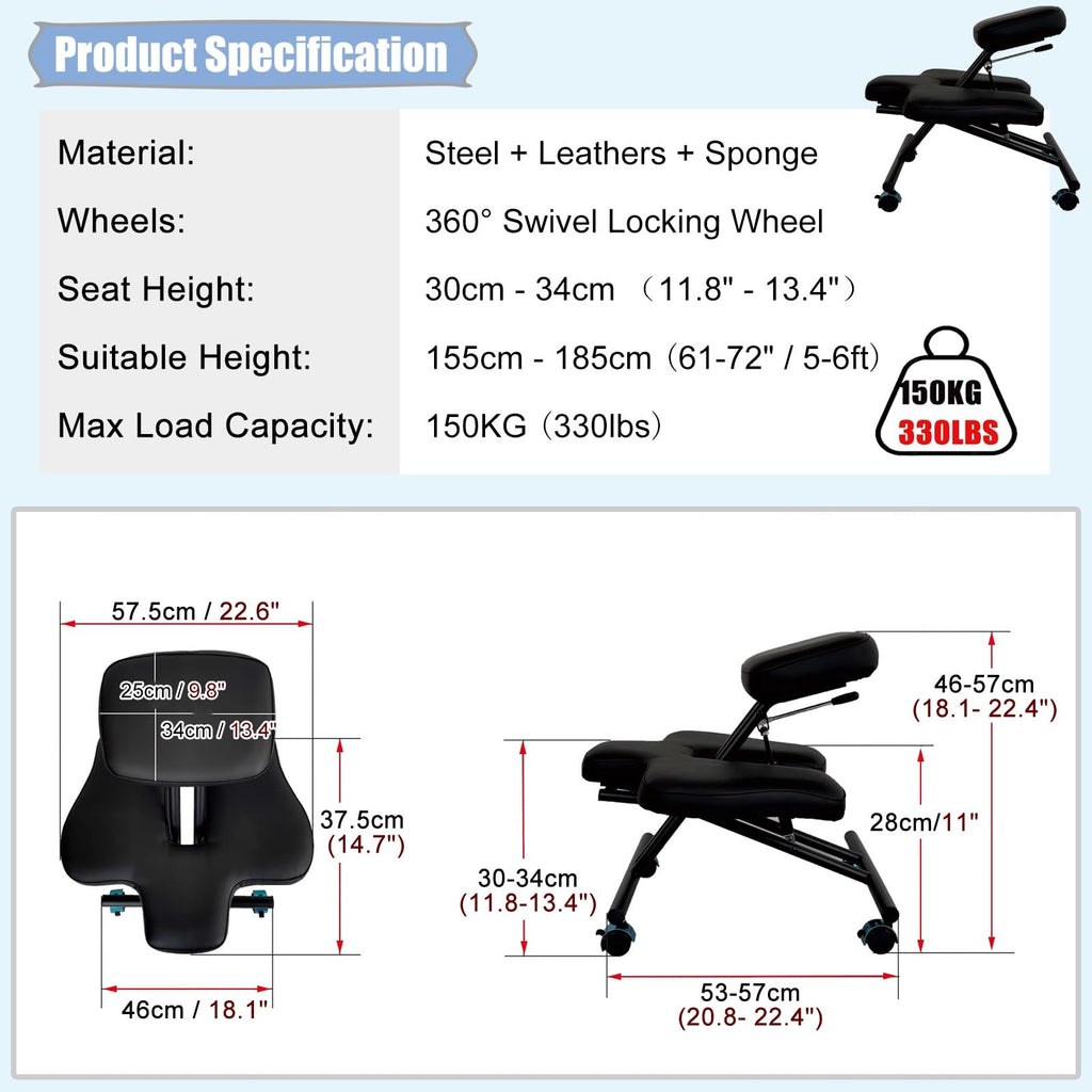HDYZJQ Office Chair for Cross Legged Sitting with Wheels, Kneeling Chair to Improve Posture and Relieve Pain, Ergonomic Yoga Meditation Chair(White)