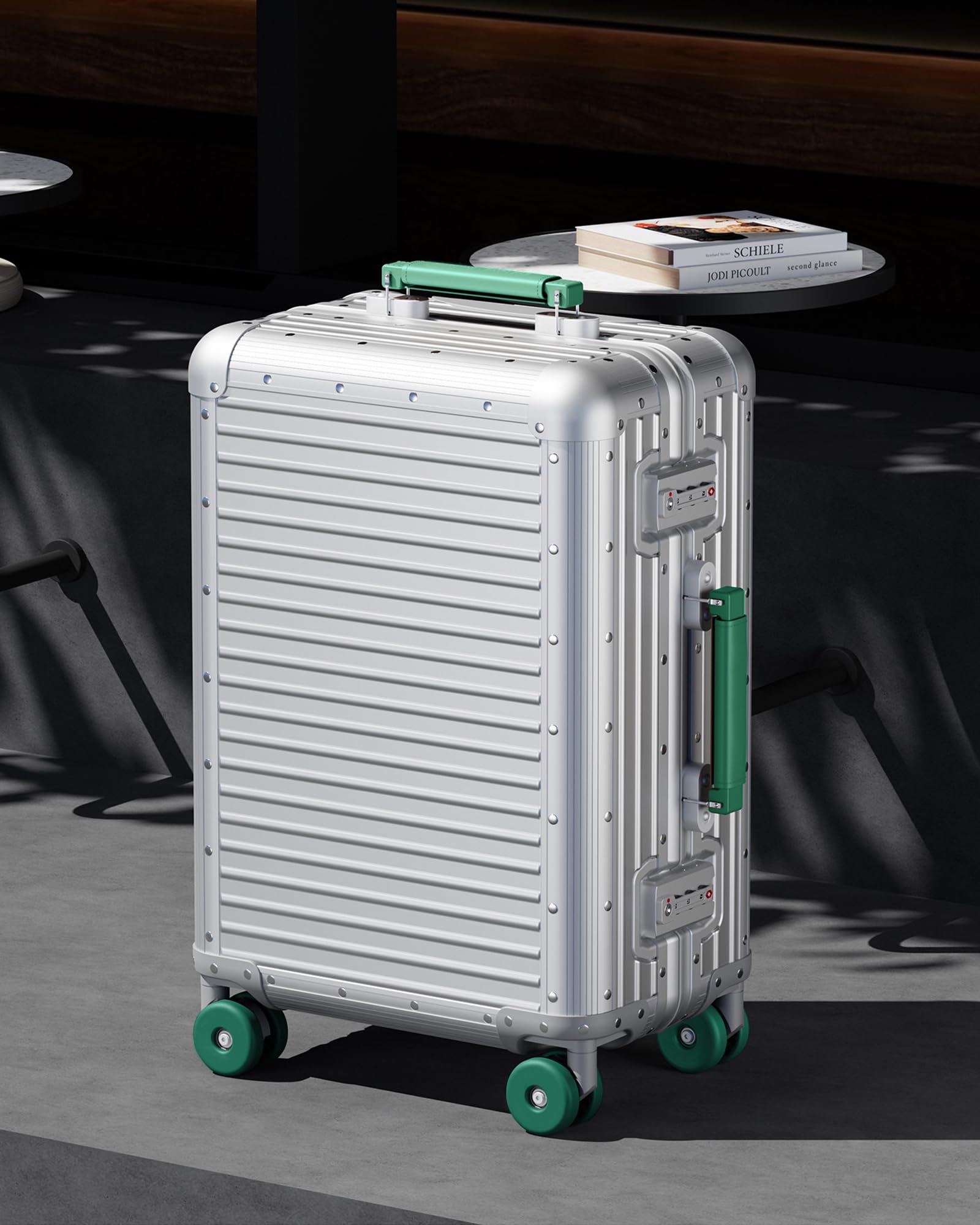 Varyleap All Aluminum Checked in Luggage, Zipperless Aluminum Suitcase, Hard Shell Carry On Luggage with TSA Lock, Spare Wheels for Travel. (Silver, 24in)