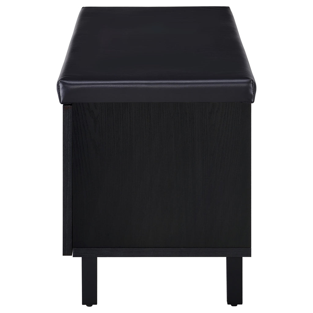 Coaster Home Furnishings Brixton 2-Door Padded Entryway Shoe Storage Bench Black