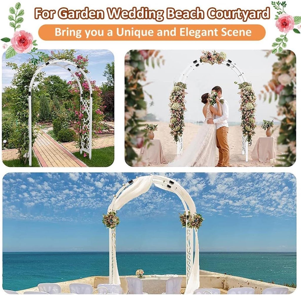 Wooden Garden Arbor Trellis Archway for Climbing Plants 140cm White Heavy Duty Wedding Arch Weatherproof and Easy to Assemble (White 160cm/63inch)