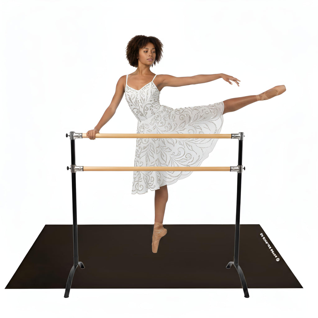 Artan Balance Dance Floor and Ballet Barre Portable for Home or Studio, Freestanding Adjustable Double Bar, Kids and adults, 2 pc. Set
