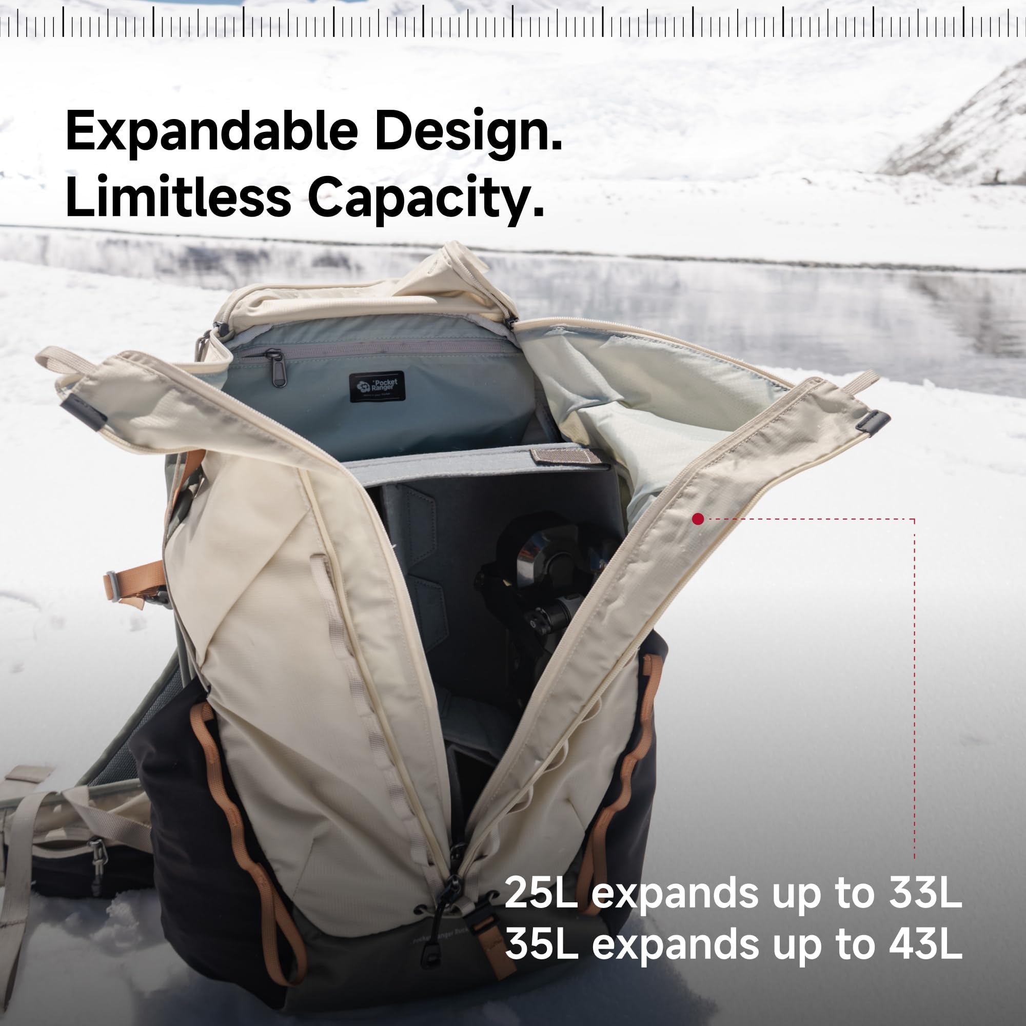 VSGO Pocket Ranger Expandable 25L-33L Photography & Outdoor Backpack – Lightweight Camera Bag for Hiking, Mountaineering, Travel