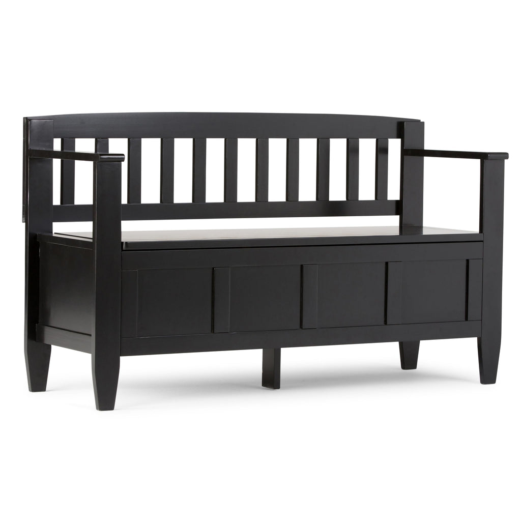 SIMPLIHOME Brooklyn Entryway Storage Bench - 48 inch Wide Solid Wood Hallway Bench in Black, Contemporary Mudroom Bench for Entry or Foyer with Lift-Up Lid and Spacious Hidden Storage