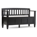 SIMPLIHOME Brooklyn Entryway Storage Bench - 48 inch Wide Solid Wood Hallway Bench in Black, Contemporary Mudroom Bench for Entry or Foyer with Lift-Up Lid and Spacious Hidden Storage