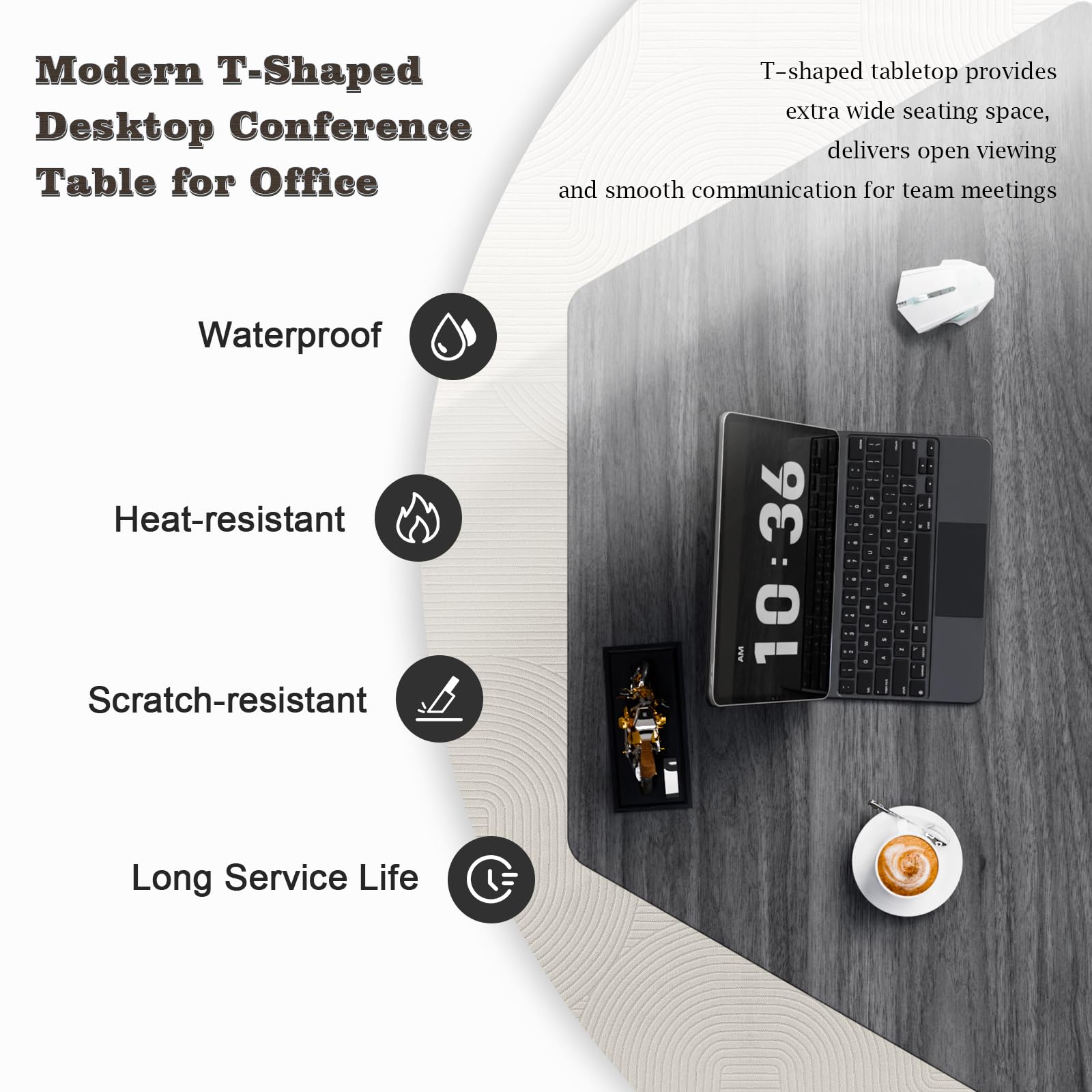 Conference Room Table, Foldable Flip Top Mobile Training Table with Wheels, 47.2 Inch Modern Rectangular Meeting Seminar Desk, Waterproof Metal Frame for Office, Classroom & Boardroom