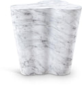 Meridian Furniture 99033White-ET Monza Collection Art Deco Marble Finish Indoor/Outdoor Concrete End Table, 21" W x 18.5" D x 22" H, White