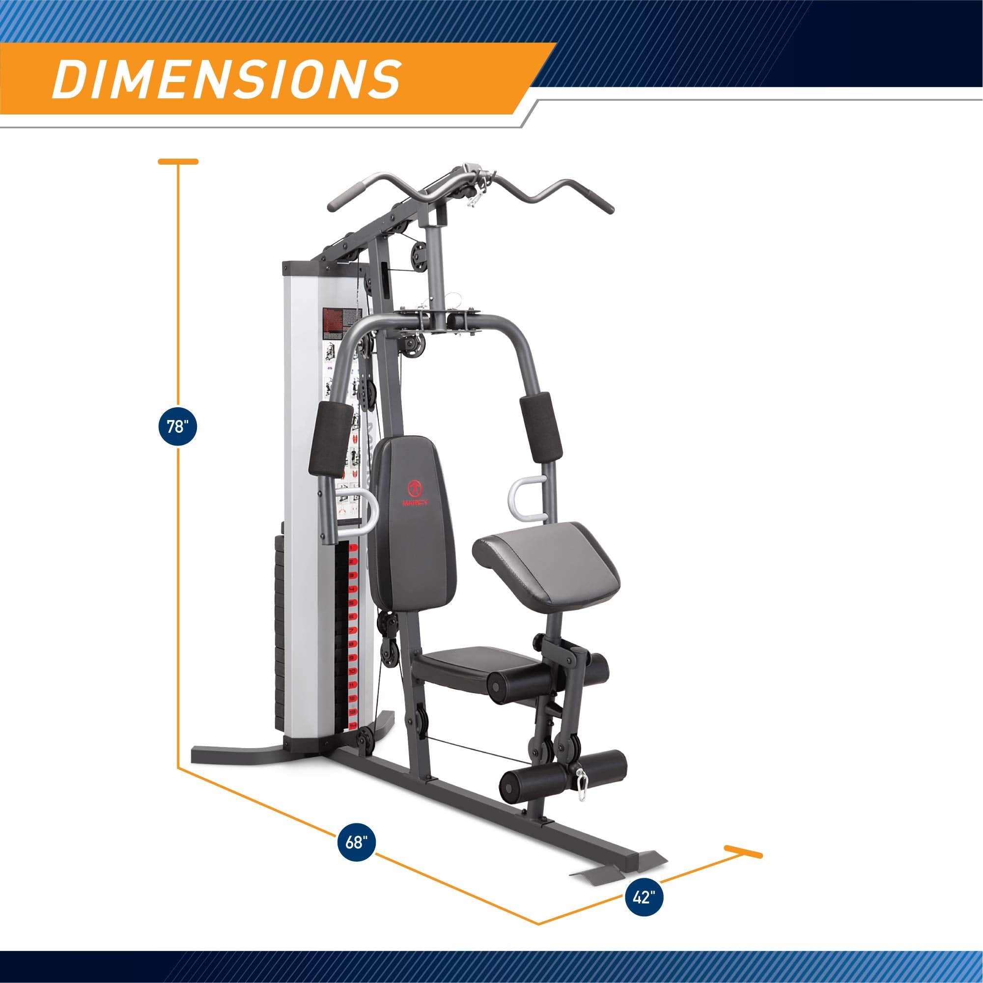 Marcy MWM-988 Multifunction Steel Home Gym 150lb Weight Stack Machine